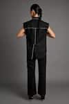 Shop_Veera Wear_Black Cotton Studs Collared Noir Ember Co-ord Set _at_Aza_Fashions