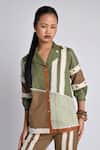 Buy_Veera Wear_Multi Color Cotton, Denim Collared Tierra Mosaic Shirt _at_Aza_Fashions