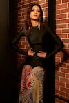 Shop_Saaksha & Kinni_Multi Color Lycra, Chiffon Crew Black Spectrum Maeva Abstract Floral Print Dress _Online_at_Aza_Fashions