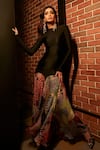 Shop_Saaksha & Kinni_Multi Color Lycra, Chiffon Crew Black Spectrum Maeva Abstract Floral Print Dress _at_Aza_Fashions