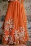 Buy_SAANJH BY LEA_Orange Tulle Embroidery, Sequins, Zari, Pearls, Beads Sahana Hand Lehenga Set _Online_at_Aza_Fashions