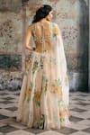 Shop_SAANJH BY LEA_Ivory Organza Beads, Mirrors, Embroidery, Aarvi Blouse And Floral Lehenga Set _at_Aza_Fashions
