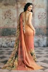Shop_SAANJH BY LEA_Orange Tissue Mirrors, Embroidery Iranya Pre-draped Saree And Blouse Set _at_Aza_Fashions