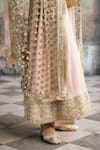 SAANJH BY LEA_Beige Silk, Net Embroidery, Mirrors, Zari, Ayinaat Raw Embellished Anarkali Set _at_Aza_Fashions