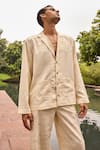 Therealb_Ivory Jacquard Shirt And Pant Set _at_Aza_Fashions