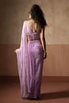 Shop_Quench A Thirst_Lavender Net, Georgette Sequins, Beads, Stones, Pre-draped Saree And Blouse Set _at_Aza_Fashions