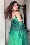 Label Flamingo By Vrinda_Green Chanderi, Organza Mirrors, Gota Patti Mukaish Embroidered Gharara Set _Online
