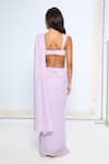 Shop_Ekaya Banaras_Purple Chiffon Lilac Movable Brooch Saree With Running Blouse _at_Aza_Fashions