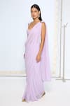 Shop_Ekaya Banaras_Purple Chiffon Lilac Movable Brooch Saree With Running Blouse _Online_at_Aza_Fashions