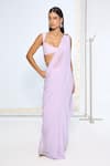 Buy_Ekaya Banaras_Purple Chiffon Lilac Movable Brooch Saree With Running Blouse 