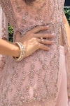 Buy_Richa Jaisinghani Label_Rose Gold Georgette Beads, Embroidery V-neck Dusk Kurta Sharara Set _Online_at_Aza_Fashions