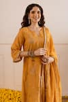 ASRUMO_Mustard Organza, Viscose Zari, Embroidery, Sequins, Lace And Taari Kurta Set _Online_at_Aza_Fashions