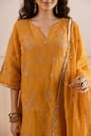 ASRUMO_Mustard Organza, Viscose Zari, Embroidery, Sequins, Lace And Taari Kurta Set _at_Aza_Fashions