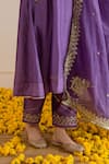 Buy_ASRUMO_Purple Chanderi, Organza Embroidery, Zari, Sequins Orchid Hand Kurta Set _Online_at_Aza_Fashions