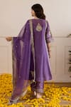 Shop_ASRUMO_Purple Chanderi, Organza Embroidery, Zari, Sequins Orchid Hand Kurta Set _at_Aza_Fashions
