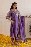 ASRUMO_Purple Chanderi, Organza Embroidery, Zari, Sequins Orchid Hand Kurta Set _at_Aza_Fashions