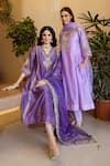 Buy_ASRUMO_Purple Chanderi, Organza Embroidery, Zari, Sequins Orchid Hand Kurta Set 