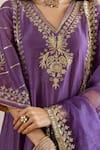 Shop_ASRUMO_Purple Chanderi, Organza Embroidery, Zari, Sequins Orchid Hand Kurta Set 