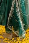 Shop_ASRUMO_Emerald Green Chanderi, Organza Zari, Embroidery, Sequins And Tara Kurta Set _Online_at_Aza_Fashions