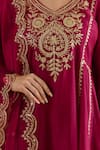 Buy_ASRUMO_Magenta Chanderi, Organza Embroidery, Zari, Lace V-neck And Taari Kurta Set _Online_at_Aza_Fashions