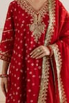 Buy_ASRUMO_Red Chanderi, Organza Embroidery, Zari, Applique Bandhej Taari Kurta Pant Set 