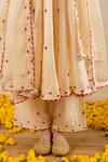 ASRUMO_Ivory Chanderi, Organza Embroidery, Zari Split V-neck And Anarkali Set _Online_at_Aza_Fashions
