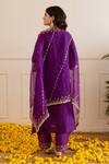 Shop_ASRUMO_Purple Chanderi, Organza Embroidery, Zari Round Neck Rani Kurta Set _at_Aza_Fashions