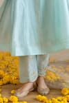 ASRUMO_Sky Blue Chanderi, Organza Embroidery, Zari, Lace Split And Taari Kurta Set _Online_at_Aza_Fashions