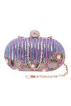 Shop_Nazaakat By Samara Singh_Purple Sequins, Rhinestones, Beads And Embroidered Clutch Bag _at_Aza_Fashions