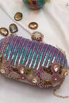 Buy_Nazaakat By Samara Singh_Purple Sequins, Rhinestones, Beads And Embroidered Clutch Bag _at_Aza_Fashions
