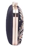 Nazaakat By Samara Singh_Black Embroidery, Sequins, Beads Floral And Leaf Clutch _at_Aza_Fashions