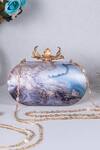 Buy_Nazaakat By Samara Singh_Blue Marble Print Clutch  _at_Aza_Fashions