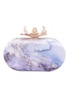 Buy_Nazaakat By Samara Singh_Blue Marble Print Clutch  