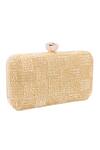 Shop_Nazaakat By Samara Singh_Gold Beads, Rhinestones Beaded Checkered Clutch _Online_at_Aza_Fashions
