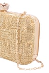 Nazaakat By Samara Singh_Gold Beads, Rhinestones Beaded Checkered Clutch _Online