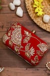 Buy_Nazaakat By Samara Singh_Red Embroidery, Sequins, Beads, Crystals And Silk Clutch _at_Aza_Fashions