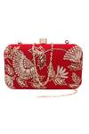 Nazaakat By Samara Singh_Red Embroidery, Sequins, Beads, Crystals And Silk Clutch _Online_at_Aza_Fashions