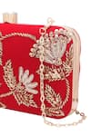 Nazaakat By Samara Singh_Red Embroidery, Sequins, Beads, Crystals And Silk Clutch _at_Aza_Fashions