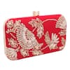 Shop_Nazaakat By Samara Singh_Red Embroidery, Sequins, Beads, Crystals And Silk Clutch 