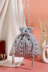 Buy_Nazaakat By Samara Singh_Sky Blue Pearls, Beads, Mirrors, Tassels And Embellished Potli Bag _at_Aza_Fashions