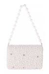Nazaakat By Samara Singh_White Pearls, Rhinestones Embellished Flap Bag_at_Aza_Fashions