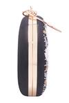 Nazaakat By Samara Singh_Black Embroidery, Stones, Beads Floral Round Clutch _at_Aza_Fashions