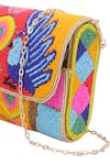 Shop_Nazaakat By Samara Singh_Multi Color Beads Peacock And Geometric Motif Flap Bag 