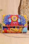 Buy_Nazaakat By Samara Singh_Multi Color Beads Peacock And Geometric Motif Flap Bag _at_Aza_Fashions