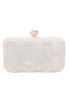 Buy_Nazaakat By Samara Singh_White Beads, Rhinestones Beaded Pattern Clutch  