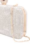 Shop_Nazaakat By Samara Singh_White Beads, Rhinestones Beaded Pattern Clutch  