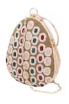 Shop_Nazaakat By Samara Singh_Multi Color Beads, Stones Beaded And Embellished Oval Clutch _Online_at_Aza_Fashions
