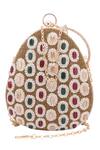 Shop_Nazaakat By Samara Singh_Multi Color Beads, Stones Beaded And Embellished Oval Clutch 