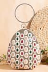 Buy_Nazaakat By Samara Singh_Multi Color Beads, Stones Beaded And Embellished Oval Clutch _at_Aza_Fashions