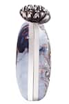 Buy_Nazaakat By Samara Singh_Silver Beads, Embroidery Marble Print Clutch Bag _Online_at_Aza_Fashions